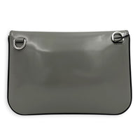 Logo Crossbody Bag Grey in Patent Leather, Silver hardware