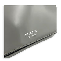 Logo Crossbody Bag Grey in Patent Leather, Silver hardware