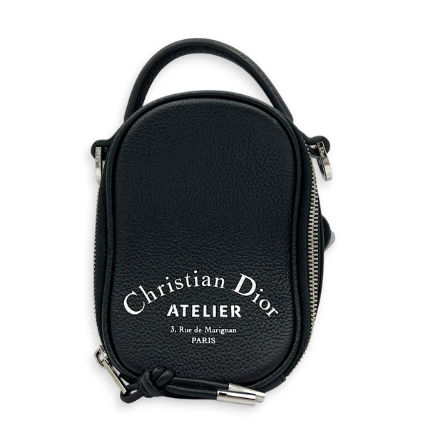 Atelier Crossbody Bag Black in Calfskin, Silver hardware