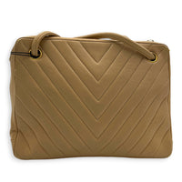 CC Circle Beige Shoulder Bag in Lambskin, Gold hardware