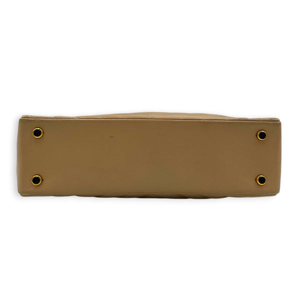CC Circle Beige Shoulder Bag in Lambskin, Gold hardware