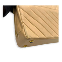 CC Circle Beige Shoulder Bag in Lambskin, Gold hardware
