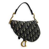Saddle Shoulder Bag Mini Black in Canvas, Gold hardware