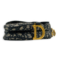 Saddle Shoulder Bag Mini Black in Canvas, Gold hardware