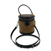Cannes Bucket Bag Brown in Coated Canvas, Gold hardware