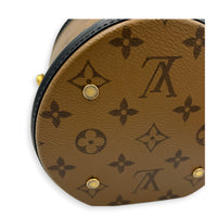 Cannes Bucket Bag Brown in Coated Canvas, Gold hardware