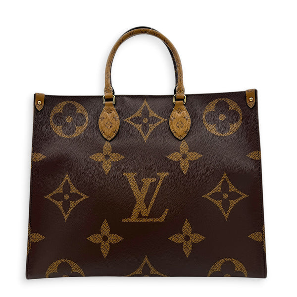 OnTheGo Tote Bag GM Brown in Coated Canvas, Gold hardware