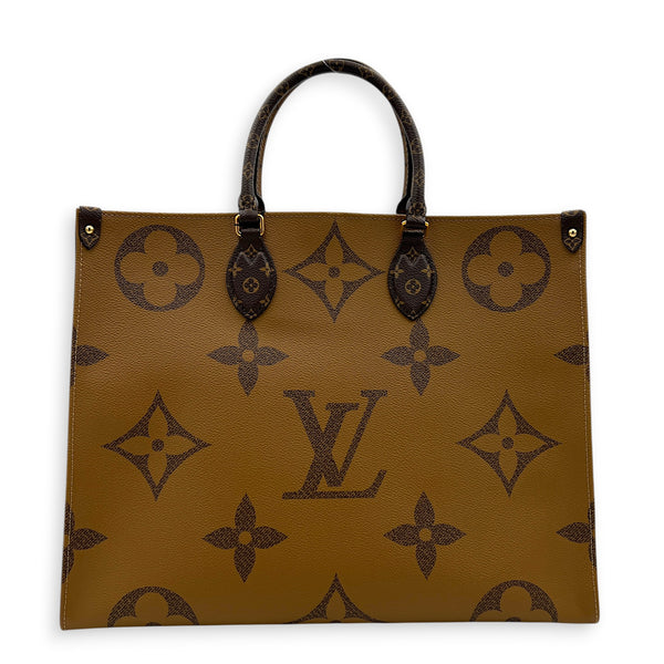 OnTheGo Tote Bag GM Brown in Coated Canvas, Gold hardware