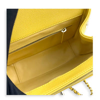 Business Affinity Top Handle Bag Yellow in Caviar Leather, Gold hardware