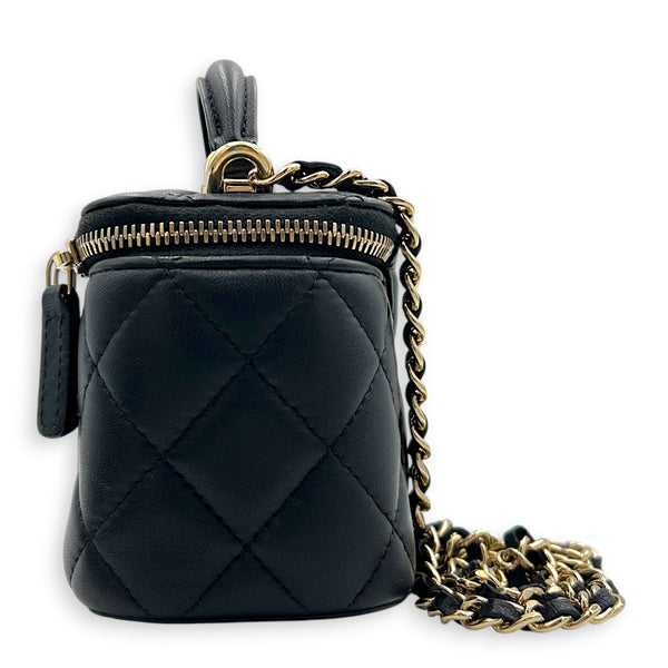 Vanity Case Top Handle Bag Mini Black in Lambskin, Gold hardware