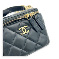 Vanity Case Top Handle Bag Mini Black in Lambskin, Gold hardware