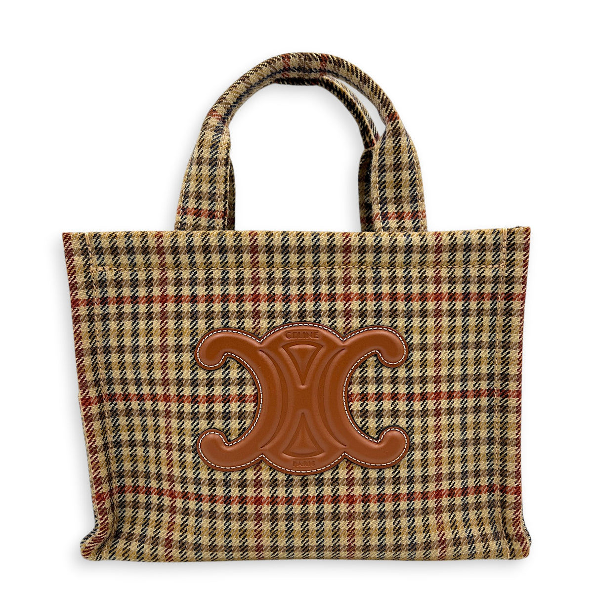 Cabas Top Handle Bag Brown in Canvas, Gold hardware