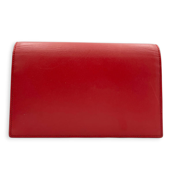 Kate Wallet On Chain Red in Calfskin, Gold hardware