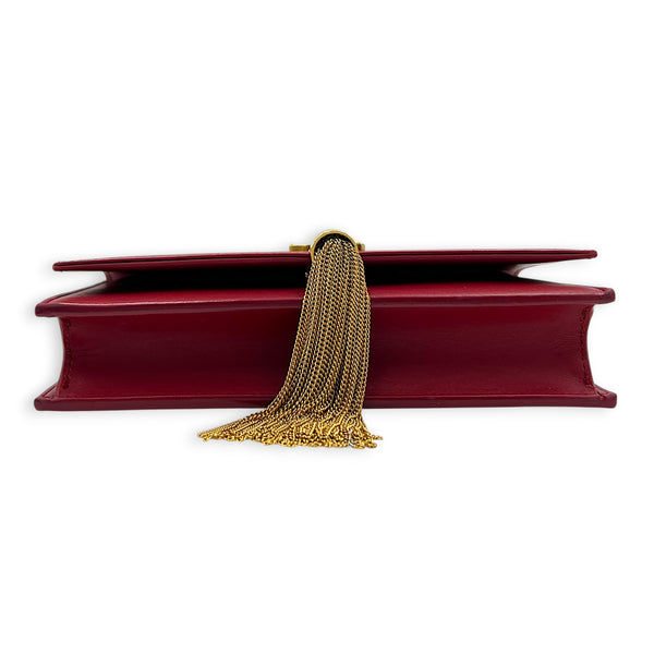 Kate Wallet On Chain Red in Calfskin, Gold hardware