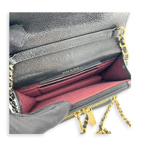 Business Affinity Mini Black Top Handle Bag in Caviar Leather, Gold hardware
