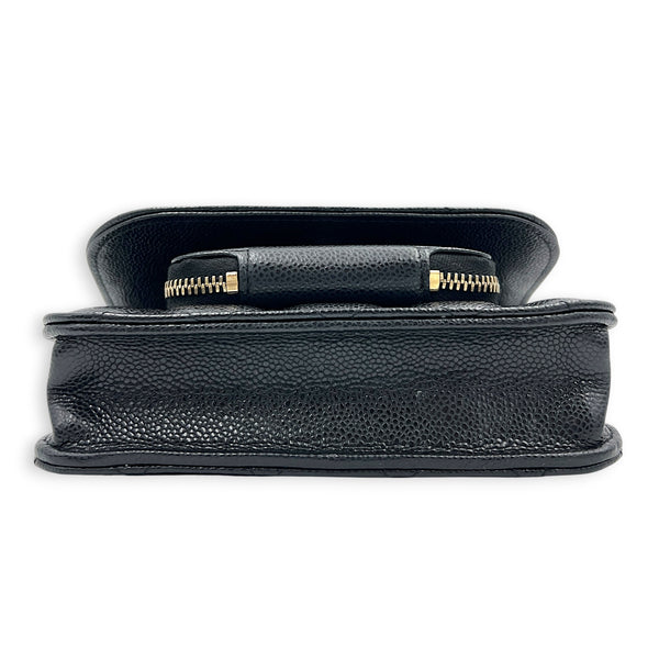 Business Affinity Mini Black Top Handle Bag in Caviar Leather, Gold hardware