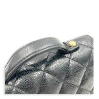 Business Affinity Mini Black Top Handle Bag in Caviar Leather, Gold hardware