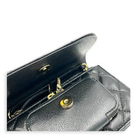 Business Affinity Mini Black Top Handle Bag in Caviar Leather, Gold hardware