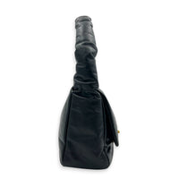 Monaco Black Top Handle Bag in Calfskin, Gold hardware