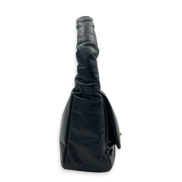 Monaco Black Top Handle Bag in Calfskin, Gold hardware