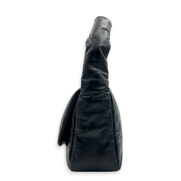 Monaco Black Top Handle Bag in Calfskin, Gold hardware