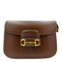 Horsebit 1955 Crossbody Bag Medium Brown in Calfskin, Gold hardware