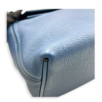 24/24 Bleu Brighton Top Handle Bag in Togo, Palladium hardware