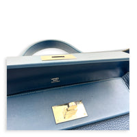 24/24 Bleu Brighton Top Handle Bag in Togo, Palladium hardware