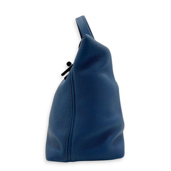 24/24 Bleu Brighton Top Handle Bag in Togo, Palladium hardware