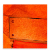 Logo Orange Top Handle Bag in Calfskin, Gold hardware