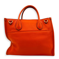 Logo Orange Top Handle Bag in Calfskin, Gold hardware