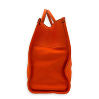 Logo Orange Top Handle Bag in Calfskin, Gold hardware