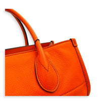 Logo Orange Top Handle Bag in Calfskin, Gold hardware