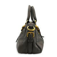 Bauletto Grey Top Handle Bag in Calfskin, Gold hardware