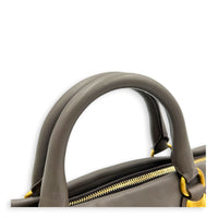 Bauletto Grey Top Handle Bag in Calfskin, Gold hardware