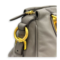 Bauletto Grey Top Handle Bag in Calfskin, Gold hardware