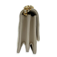 CC Charms Wallet On Chain White in Caviar Leather, Gold hardware