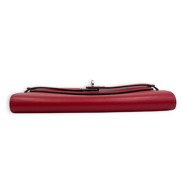 Kelly Red Wallet in Swift, Silver hardware