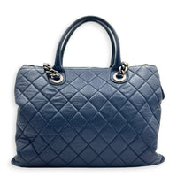 CC Blue Top Handle Bag in Calfskin, Ruthenium hardware