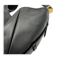 Mombasa Medium Black Shoulder Bag in Calfskin, Gold hardware