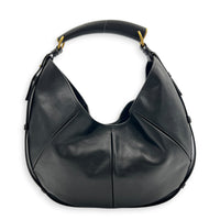 Mombasa Medium Black Shoulder Bag in Calfskin, Gold hardware