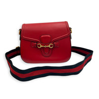 Lady Web Red Crossbody Bag in Calfskin, Gold hardware