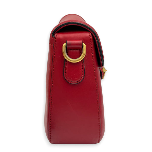 Lady Web Red Crossbody Bag in Calfskin, Gold hardware