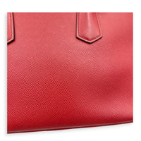 2 way Turnlock Red Top Handle Bag in Saffiano Leather, Silver hardware