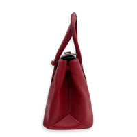 2 way Turnlock Red Top Handle Bag in Saffiano Leather, Silver hardware