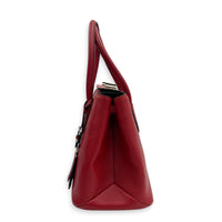 2 way Turnlock Red Top Handle Bag in Saffiano Leather, Silver hardware