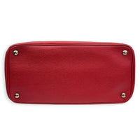 2 way Turnlock Red Top Handle Bag in Saffiano Leather, Silver hardware
