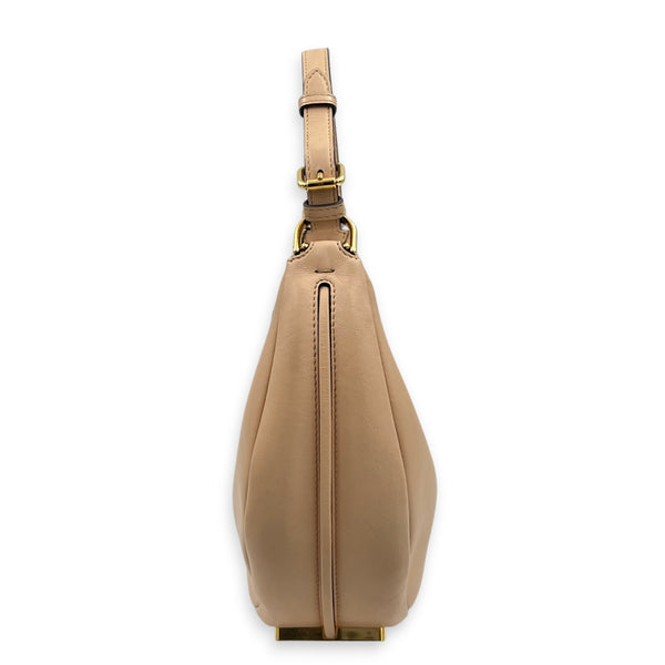 Fendigraphy Beige Top Handle Bag in Calfskin, Gold hardware