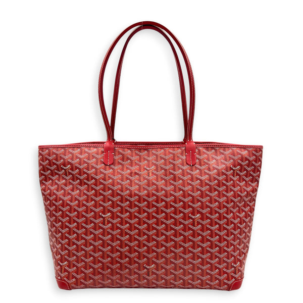 Artois Tote Bag GM Red in Coated Canvas, Silver hardware