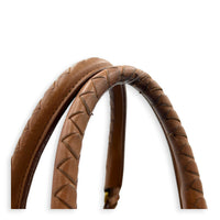 Intrecciato Brown Top Handle Bag in Nappa Leather, Brushed Gold hardware